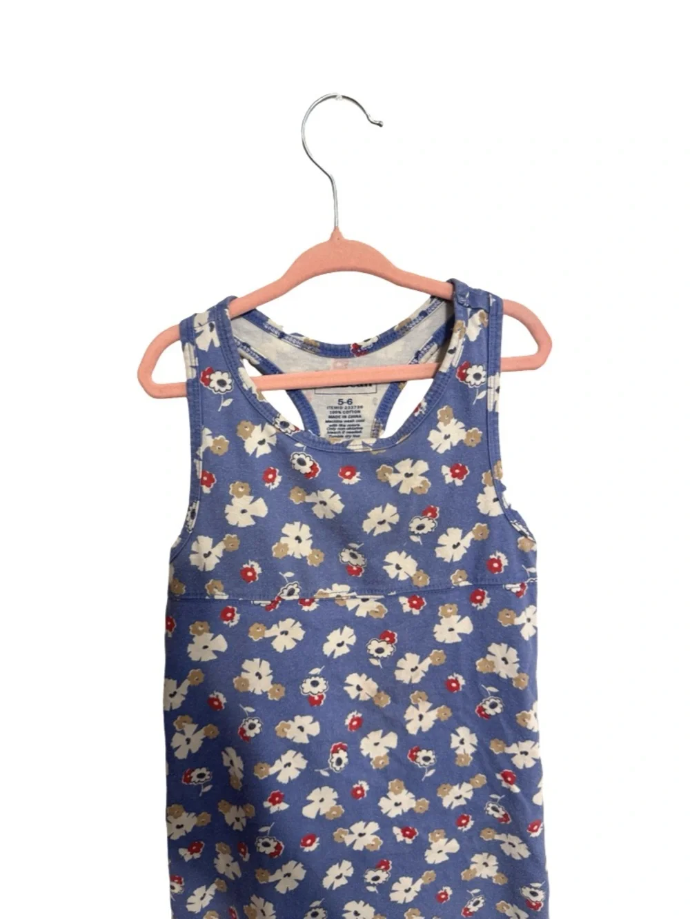 L.L.Bean Girls Red White Blue Floral Play Dress Size 5/6